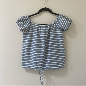 Madewell Striped Boxy Top - Adjustable Tie Waist